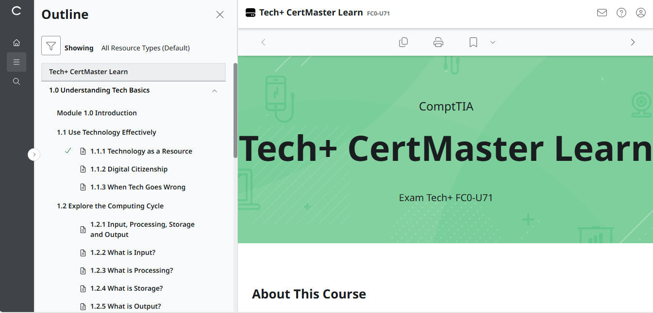CompTIA CertMaster Learn Tech+ FC0-U71 - Individual License (12 Months Access)